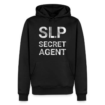 SLP Secret Agent - Men’s Premium Organic Hoodie - black - Front - Nico (187cm)