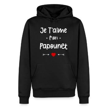 je t'aime mon Papounet - Sweat à capuche Premium bio Homme - noir - Devant - Nico (187cm)