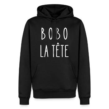 bobo la tête - Sweat à capuche Premium bio Homme - noir - Devant - Nico (187cm)