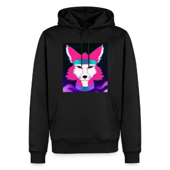 Kitsun Vaporwave Japanese Kami Vaporwave Kitsune - Men’s Premium Organic Hoodie - black - Front - Nico (187cm)