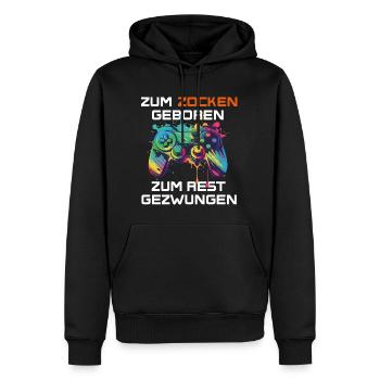 Né pour jouer, forcé de se reposer - gamers - Sweat à capuche Premium bio Homme - noir - Devant - Nico (187cm)
