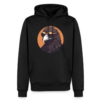 Adler mit Sonnenbrille, Falke, Vogel - Männer Premium Bio Hoodie - Schwarz - Vorne - Nico (187cm)