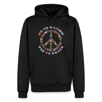 No to Racism Yes to Peace - Männer Premium Bio Hoodie - Schwarz - Vorne - Nico (187cm)