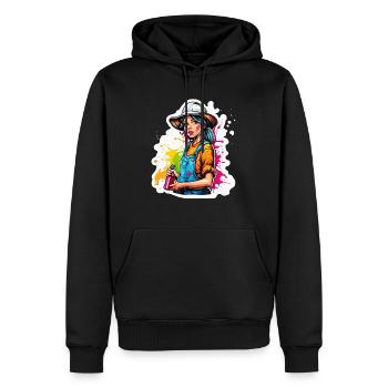 Agriculteur / Agriculteur / Ferme / Récolte / Femme - Sweat à capuche Premium bio Homme - noir - Devant - Nico (187cm)