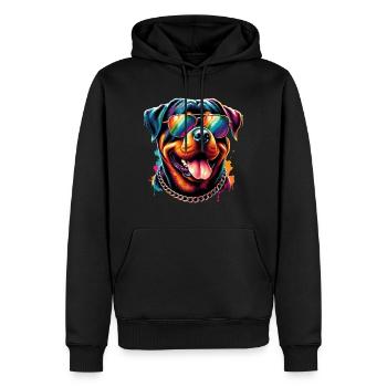 Niedlicher Rottweiler mit Sonnenbrille - Männer Premium Bio Hoodie - Schwarz - Vorne - Nico (187cm)