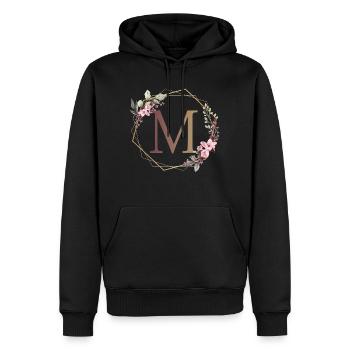 M umgeben von Blumen - Männer Premium Bio Hoodie - Schwarz - Vorne - Nico (187cm)