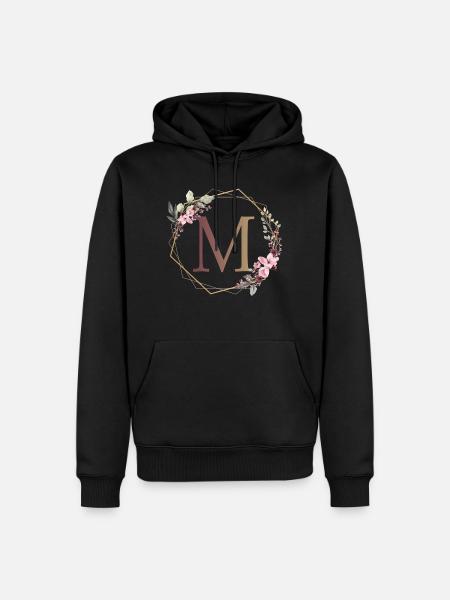M surrounded by flowers - Men’s Premium Organic Hoodie - black