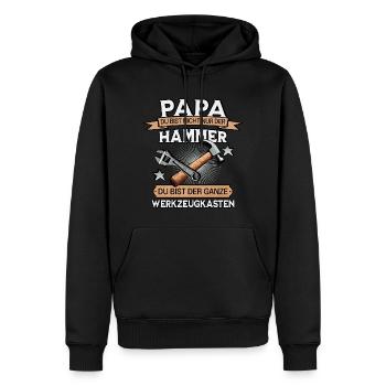 PAPA DU BIST NICHT NUR DER HAMMER WERKZEUGKASTEN - Männer Premium Bio Hoodie - Schwarz - Vorne - Nico (187cm)