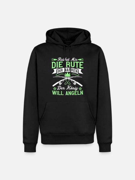 der König will Angeln - Männer Premium Bio Hoodie - Schwarz