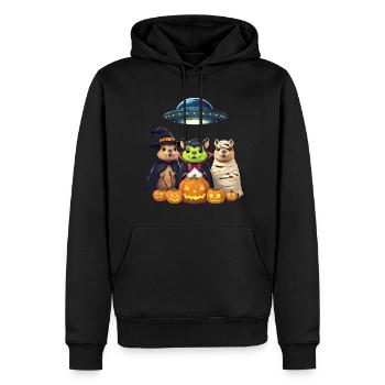 Halloween Capybara Hamster Ghost Gift Idea - Men’s Premium Organic Hoodie - black - Front - Nico (187cm)