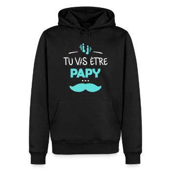 Tu vas être papy - Sweat à capuche Premium bio Homme - noir - Devant - Nico (187cm)