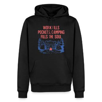 Camping Fills the Soul Motivational Quote Camper - Men’s Premium Organic Hoodie - black - Front - Nico (187cm)