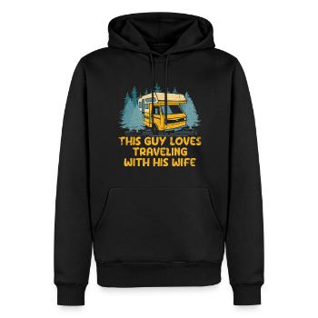 Loves Traveling With His Wife Traveler Husband - Men’s Premium Organic Hoodie - black - Front - Nico (187cm)