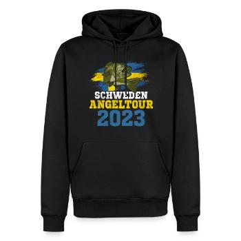Schweden Angeltour 2023 Angelurlaub Schweden - Männer Premium Bio Hoodie - Schwarz - Vorne - Nico (187cm)
