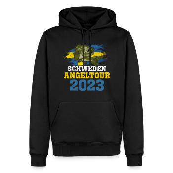 Schweden Angeltour 2023 Angeltrip - Männer Premium Bio Hoodie - Schwarz - Vorne - Nico (187cm)