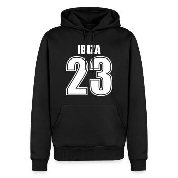 Ibiza 23 - Männer Premium Bio Hoodie - Schwarz - Vorne - Nico (187cm)