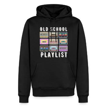 OLD SCHOOL PLAYLIST - Sweat à capuche Premium bio Homme - noir - Devant - Nico (187cm)