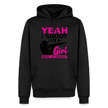 Skeet Schießen | Wurfscheibenschießen Geschenkidee - Männer Premium Bio Hoodie - Schwarz - Vorne - Nico (187cm)