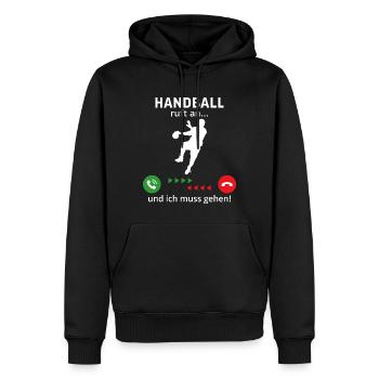 handball ruft an und ich muss gehen - Männer Premium Bio Hoodie - Schwarz - Vorne - Nico (187cm)
