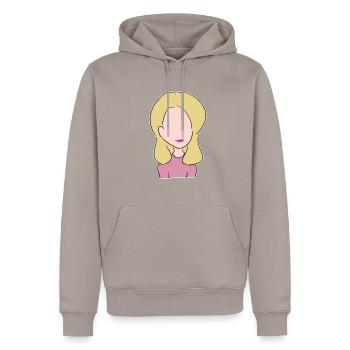 femme blonde - Sweat à capuche Premium bio Homme - taupe - Devant - Nico (187cm)