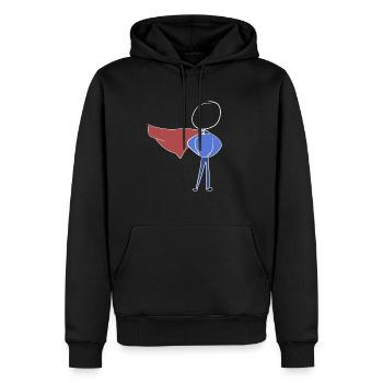 hero help - Men’s Premium Organic Hoodie - black - Front - Nico (187cm)