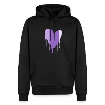 symbole cœur amour flèche violet - Sweat à capuche Premium bio Homme - noir - Devant - Nico (187cm)