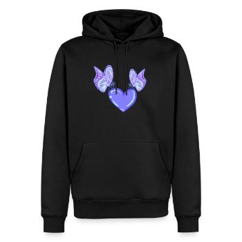 papillons coeur amour violet - Sweat à capuche Premium bio Homme - noir - Devant - Nico (187cm)