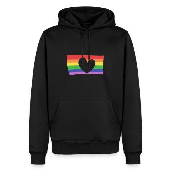 flagge lgbt symbol liebe herzen regenbogen herz - Männer Premium Bio Hoodie - Schwarz - Vorne - Nico (187cm)