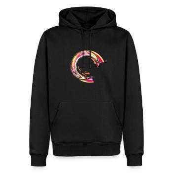 symbole de demi-cercle esthétique en jaune et rouge - Sweat à capuche Premium bio Homme - noir - Devant - Nico (187cm)