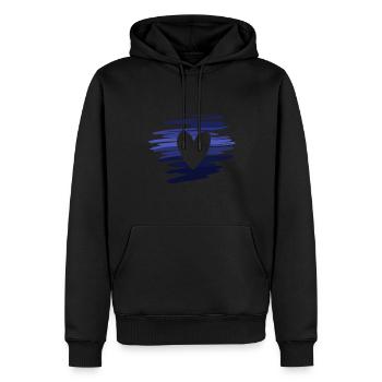 pattern symbol blue heart love - Men’s Premium Organic Hoodie - black - Front - Nico (187cm)