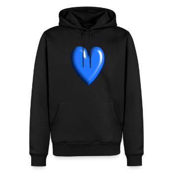 doux bleu symbole de cœur amour - Sweat à capuche Premium bio Homme - noir - Devant - Nico (187cm)
