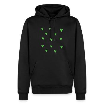 coeur motif symbole amour coeur vert - Sweat à capuche Premium bio Homme - noir - Devant - Nico (187cm)