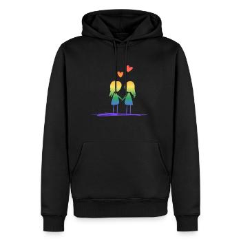 Les amoureux aiment les cœurs LGBT Lesbiennes - Sweat à capuche Premium bio Homme - noir - Devant - Nico (187cm)