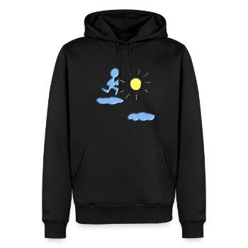 courir sur les nuages soleil ciel coureurs de sport - Sweat à capuche Premium bio Homme - noir - Devant - Nico (187cm)