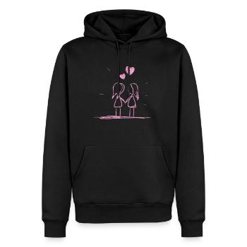 lesbiennes amants lesbiennes rose paillettes - Sweat à capuche Premium bio Homme - noir - Devant - Nico (187cm)