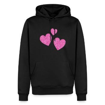 3 cœurs roses scintillants coeur - Sweat à capuche Premium bio Homme - noir - Devant - Nico (187cm)