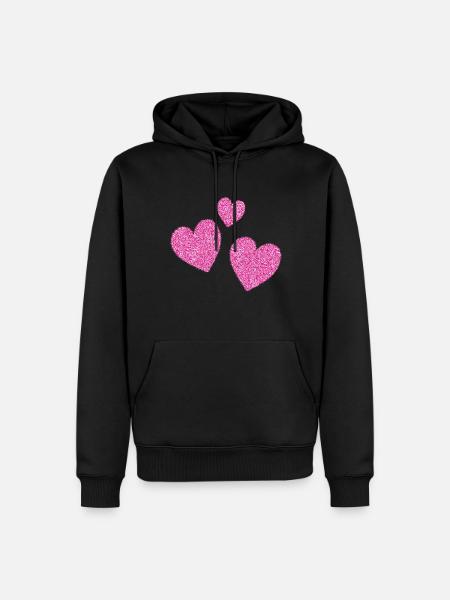 3 pinke glitzernde herzen herz - Männer Premium Bio Hoodie - Schwarz