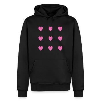 pinke glitzernde herzen herz muster - Männer Premium Bio Hoodie - Schwarz - Vorne - Nico (187cm)