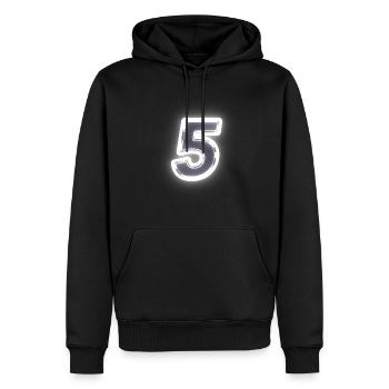 5 Nombre nombre lumineux brillant - Sweat à capuche Premium bio Homme - noir - Devant - Nico (187cm)