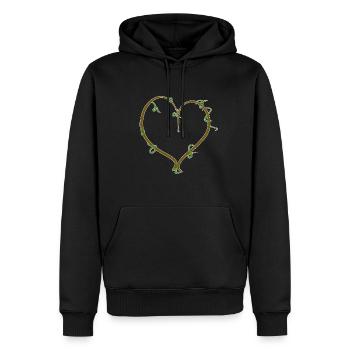 symbole de lignes vertes naturelles de cœur brun - Sweat à capuche Premium bio Homme - noir - Devant - Nico (187cm)