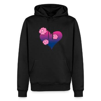 fleurs coeur symbole amour rose - Sweat à capuche Premium bio Homme - noir - Devant - Nico (187cm)