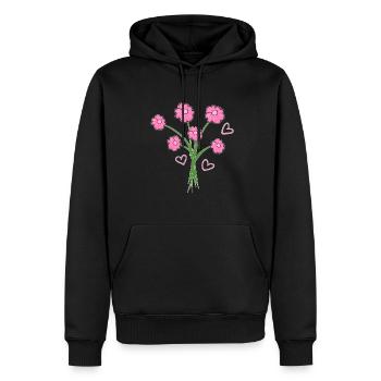 cœurs de fleurs de plantes à bouquet rose - Sweat à capuche Premium bio Homme - noir - Devant - Nico (187cm)