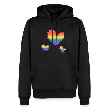 drei bunte herzen lgbt regenbogen liebe - Männer Premium Bio Hoodie - Schwarz - Vorne - Nico (187cm)
