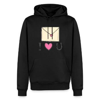 brief herz ich liebe dich - Männer Premium Bio Hoodie - Schwarz - Vorne - Nico (187cm)