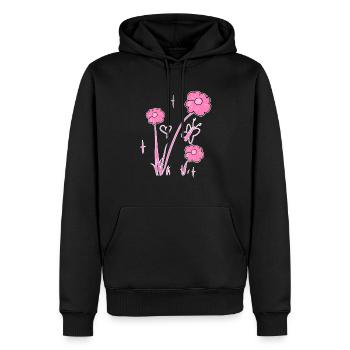 blumen rosa schmetterling natur herz - Männer Premium Bio Hoodie - Schwarz - Vorne - Nico (187cm)
