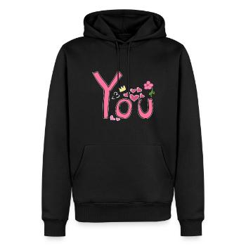 du liebe herz pink symbole herzen - Männer Premium Bio Hoodie - Schwarz - Vorne - Nico (187cm)
