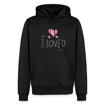 herzen rosa liebe valentinstag ich liebe dich - Männer Premium Bio Hoodie - Schwarz - Vorne - Nico (187cm)