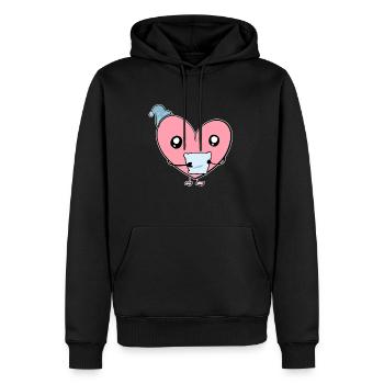 ängstlich herz rosa müde kissen schlafen nacht - Männer Premium Bio Hoodie - Schwarz - Vorne - Nico (187cm)