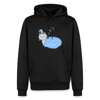 chat fatigué sommeil nuit animal - Sweat à capuche Premium bio Homme - noir - Devant - Nico (187cm)
