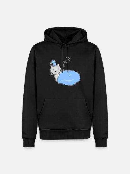 cat tired sleep night animal - Men’s Premium Organic Hoodie - black